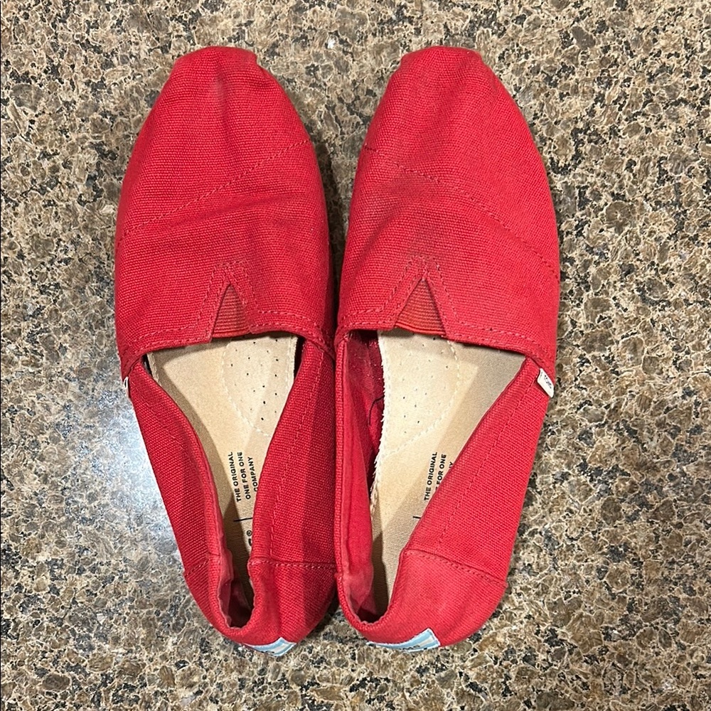 Toms Red Canvas Slip-Ons